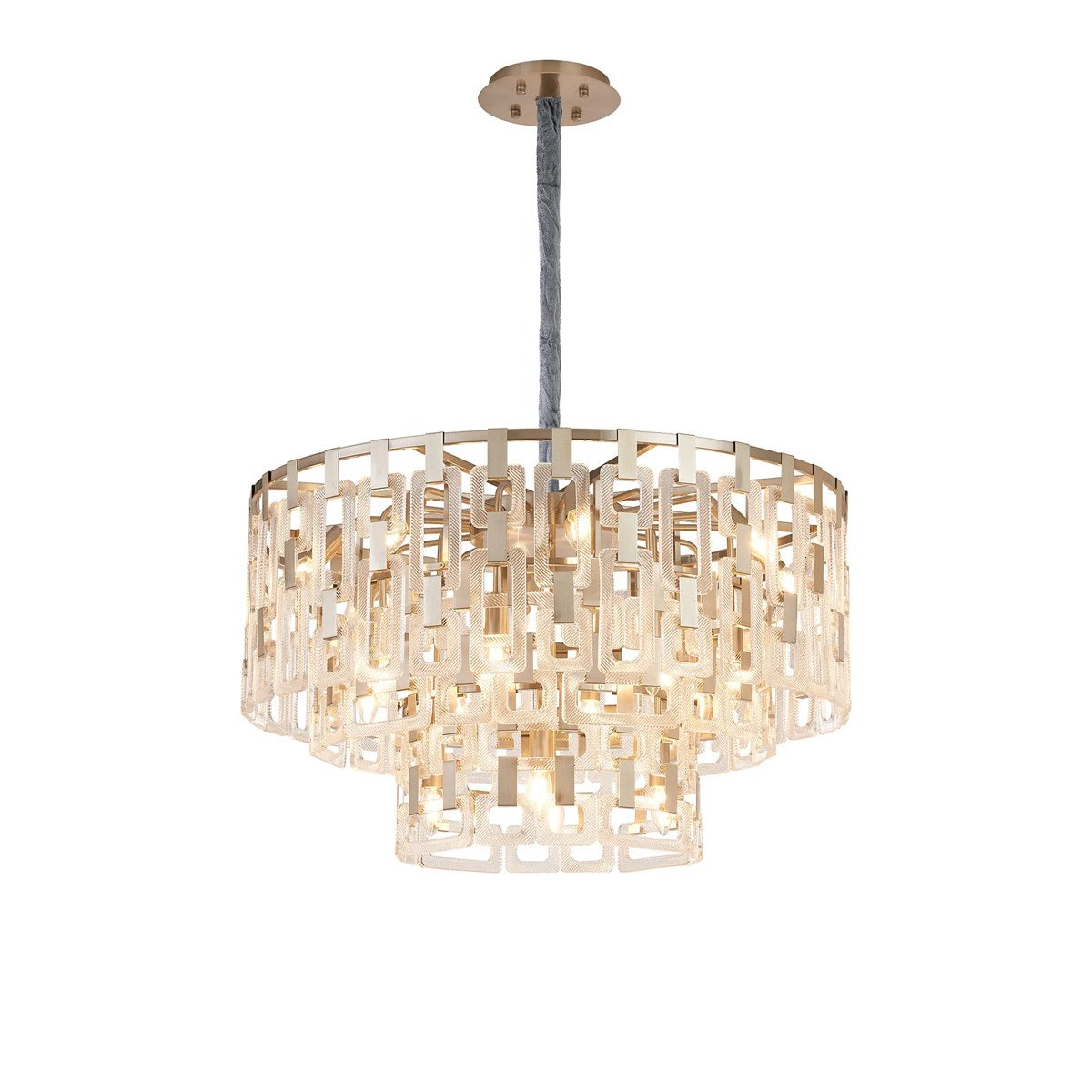Regent Gaume 83cm 3 Tier 20 Light Round Pendant Light - Satin Nickel