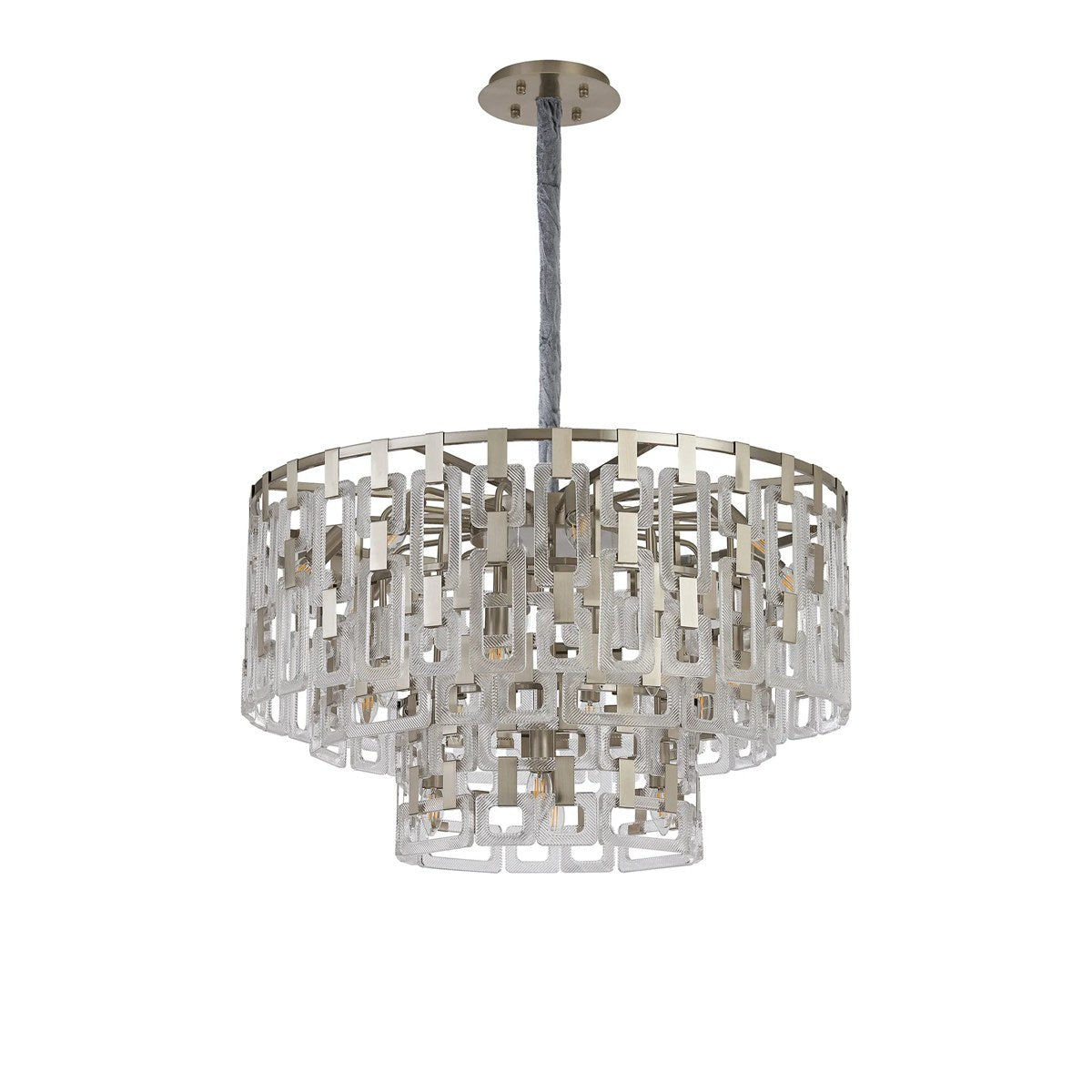 Regent Gaume 83cm 3 Tier 20 Light Round Pendant Light - Satin Nickel