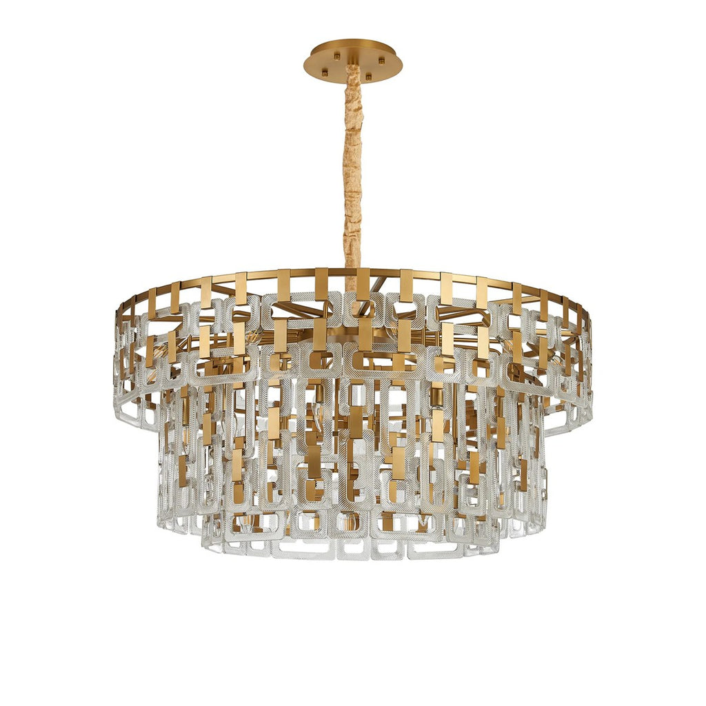 Regent Gaume 100cm 3 Tier 25 Light Round Pendant Light - Matt Gold