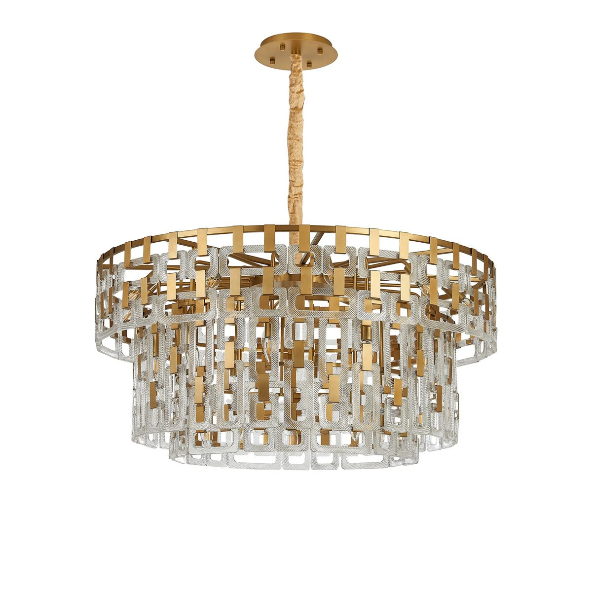 Regent Gaume 100cm 3 Tier 25 Light Round Pendant Light - Matt Gold