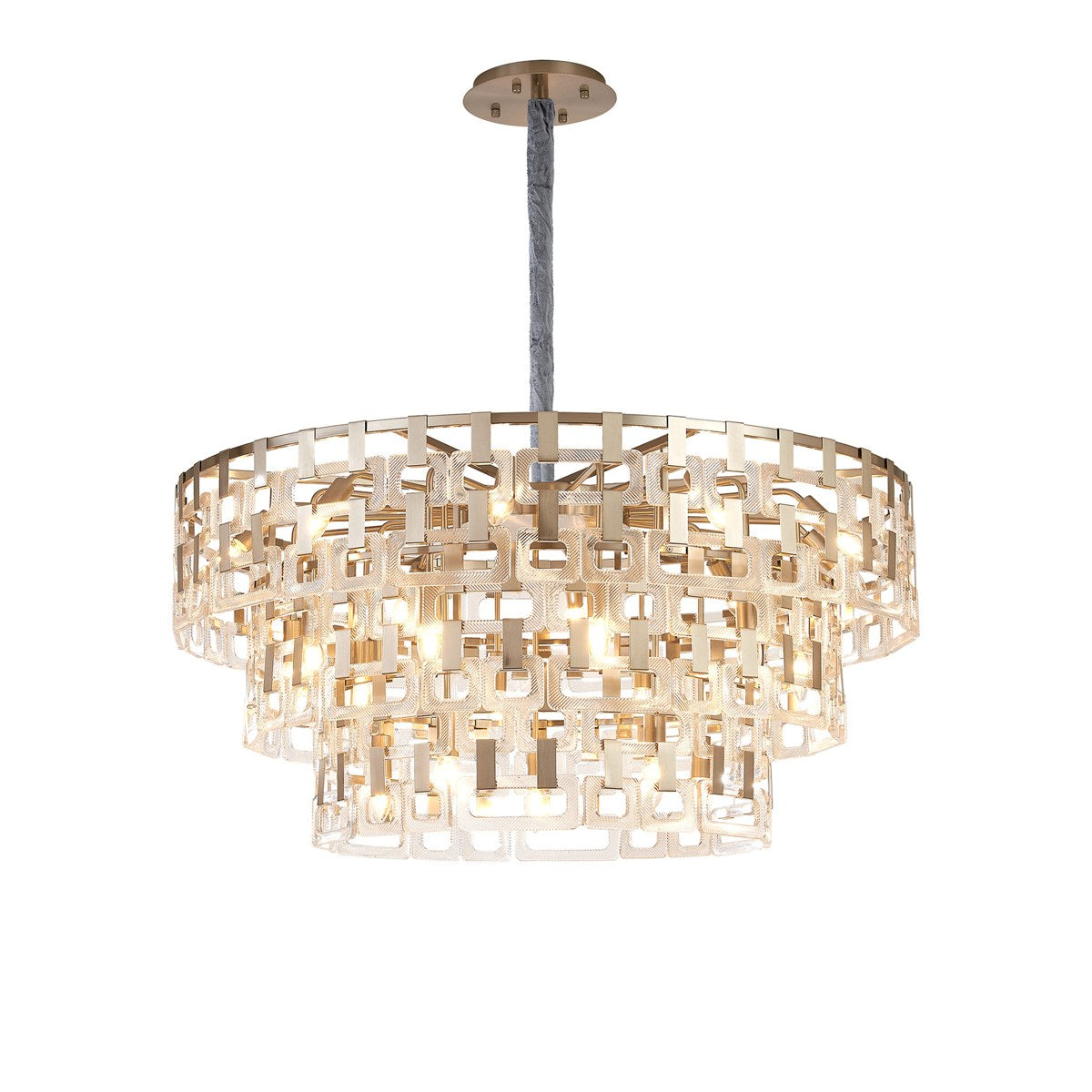 Regent Gaume 100cm 3 Tier 25 Light Round Pendant Light - Satin Nickel