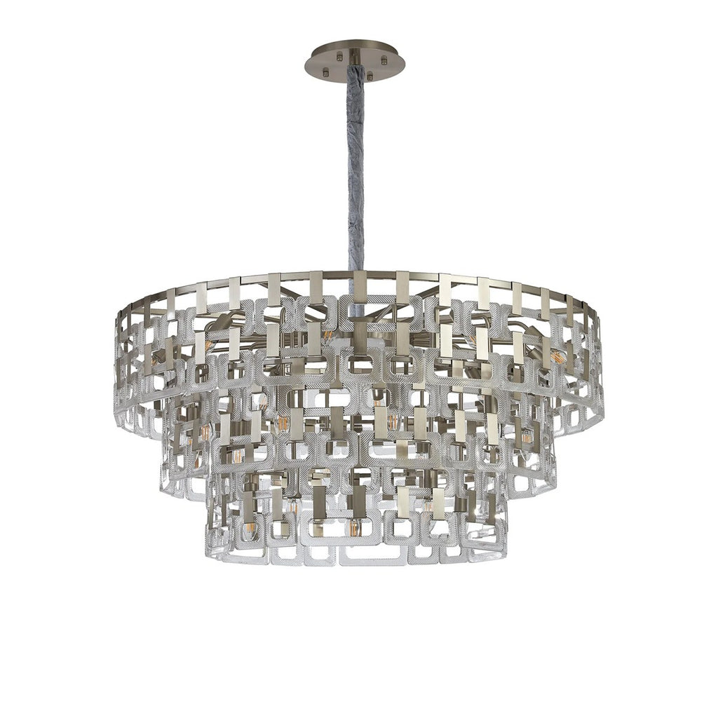Regent Gaume 100cm 3 Tier 25 Light Round Pendant Light - Satin Nickel