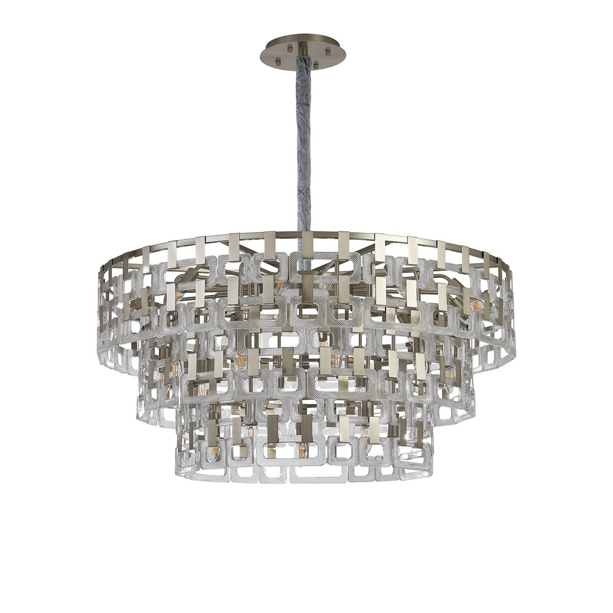 Regent Gaume 100cm 3 Tier 25 Light Round Pendant Light - Satin Nickel