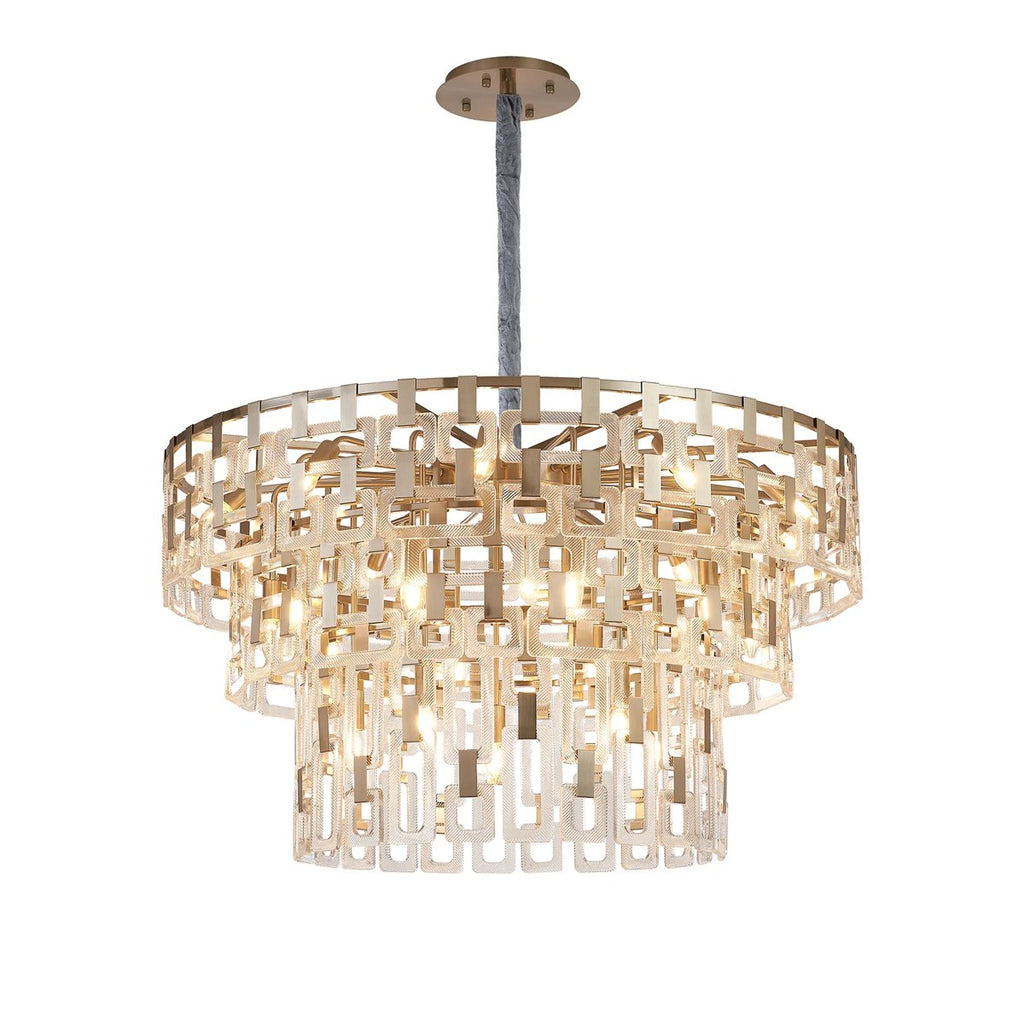 Regent Gaume 100cm 3 Tier 25 Light Round Pendant Light - Satin Nickel
