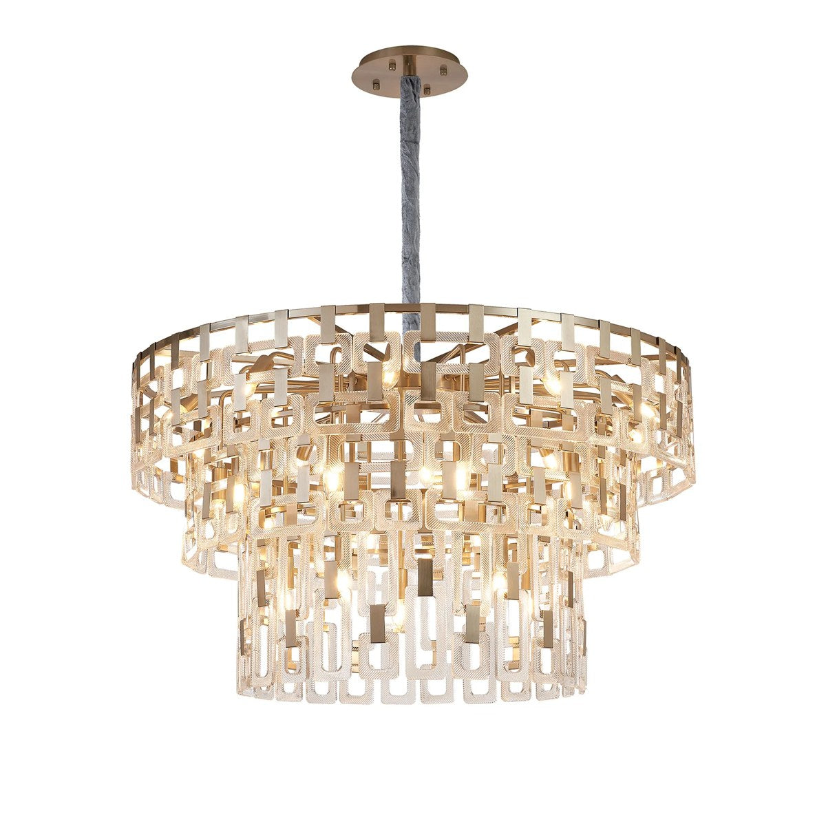 Regent Gaume 100cm 3 Tier 25 Light Round Pendant Light - Satin Nickel