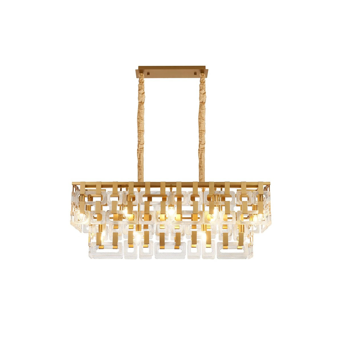 Regent Gaume 100 x 33cm 14 Light Rectangular Pendant Light - Matt Gold