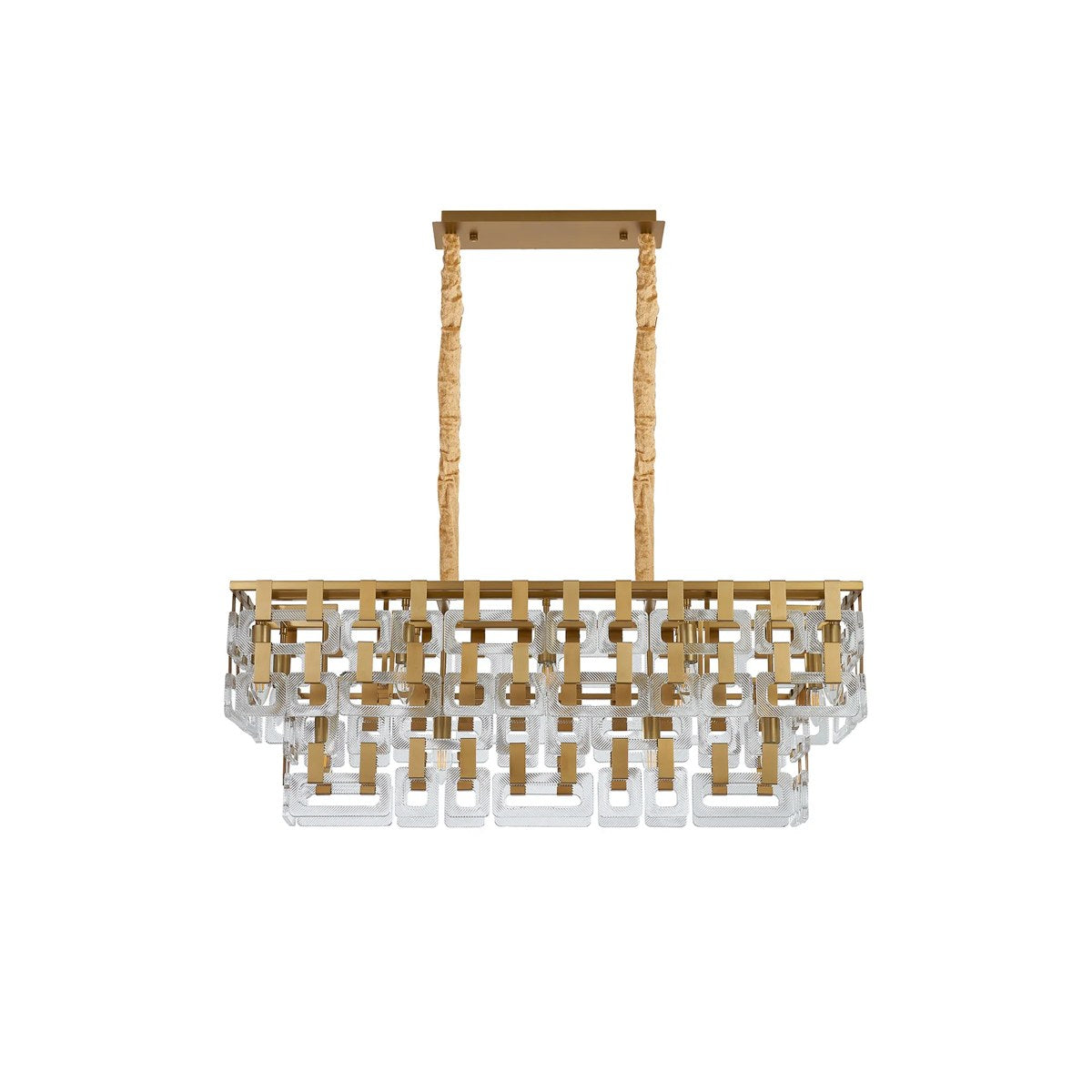 Regent Gaume 100 x 33cm 14 Light Rectangular Pendant Light - Matt Gold