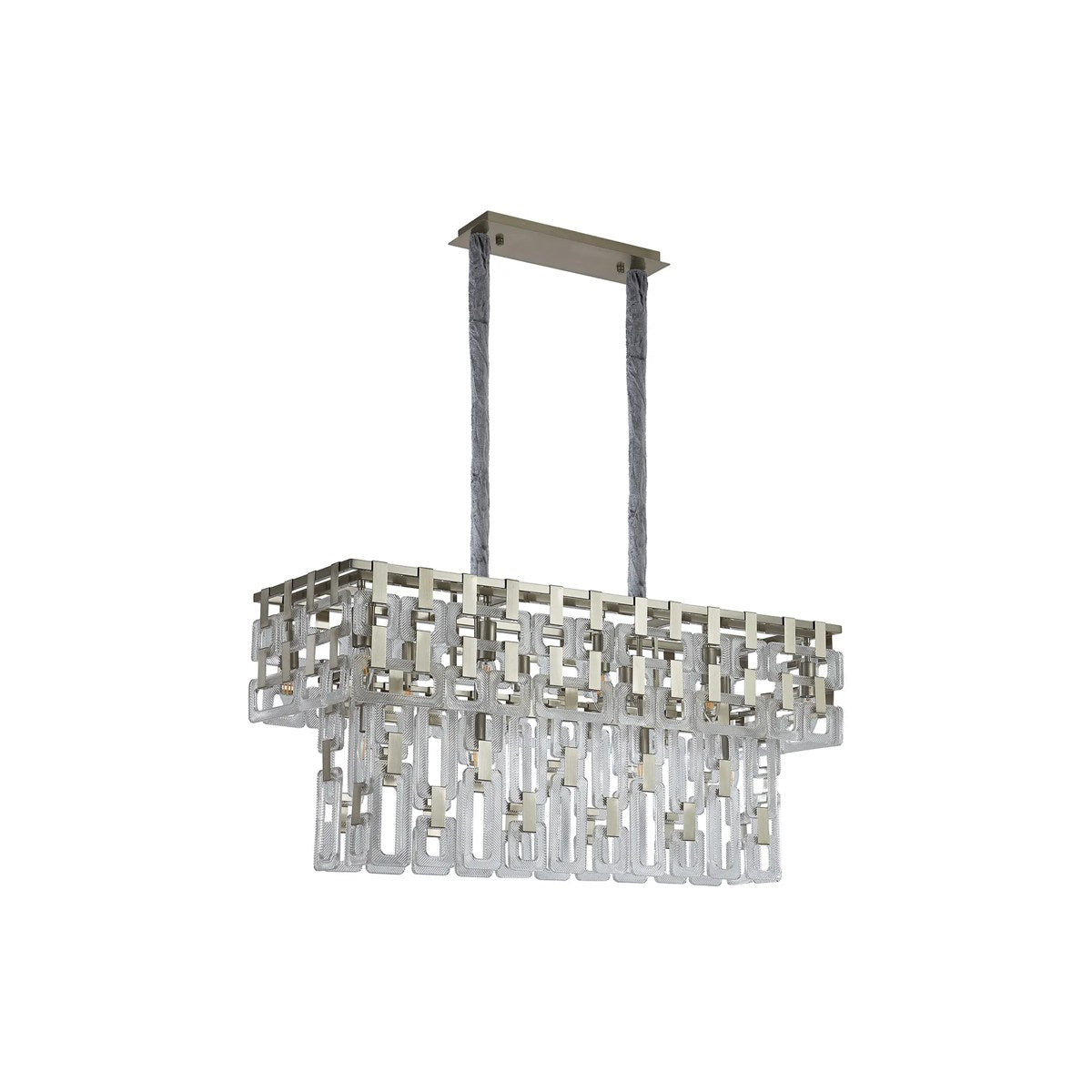 Regent Gaume 100 x 33cm 14 Light Rectangular Pendant Light - Satin Nickel