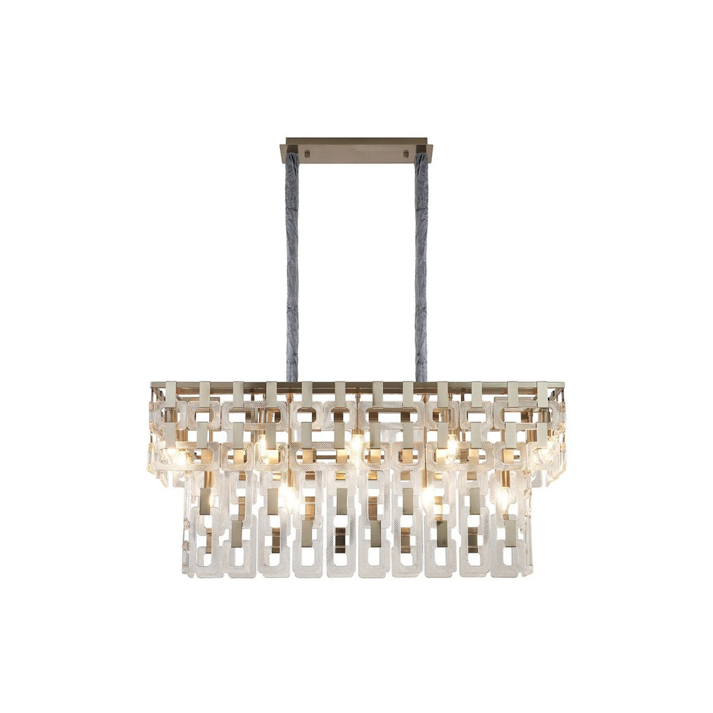 Regent Gaume 100 x 33cm 14 Light Rectangular Pendant Light - Satin Nickel