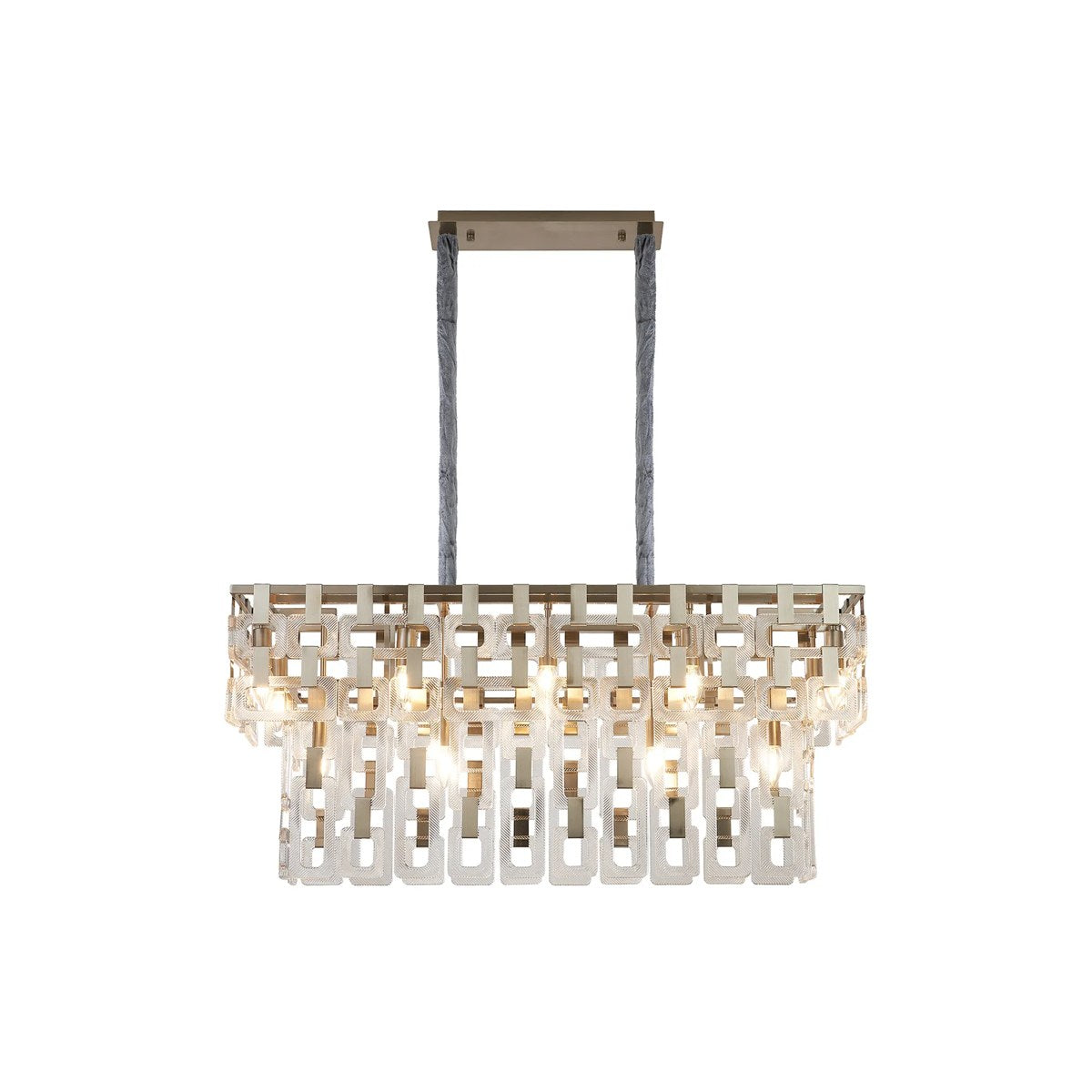 Regent Gaume 100 x 33cm 14 Light Rectangular Pendant Light - Satin Nickel