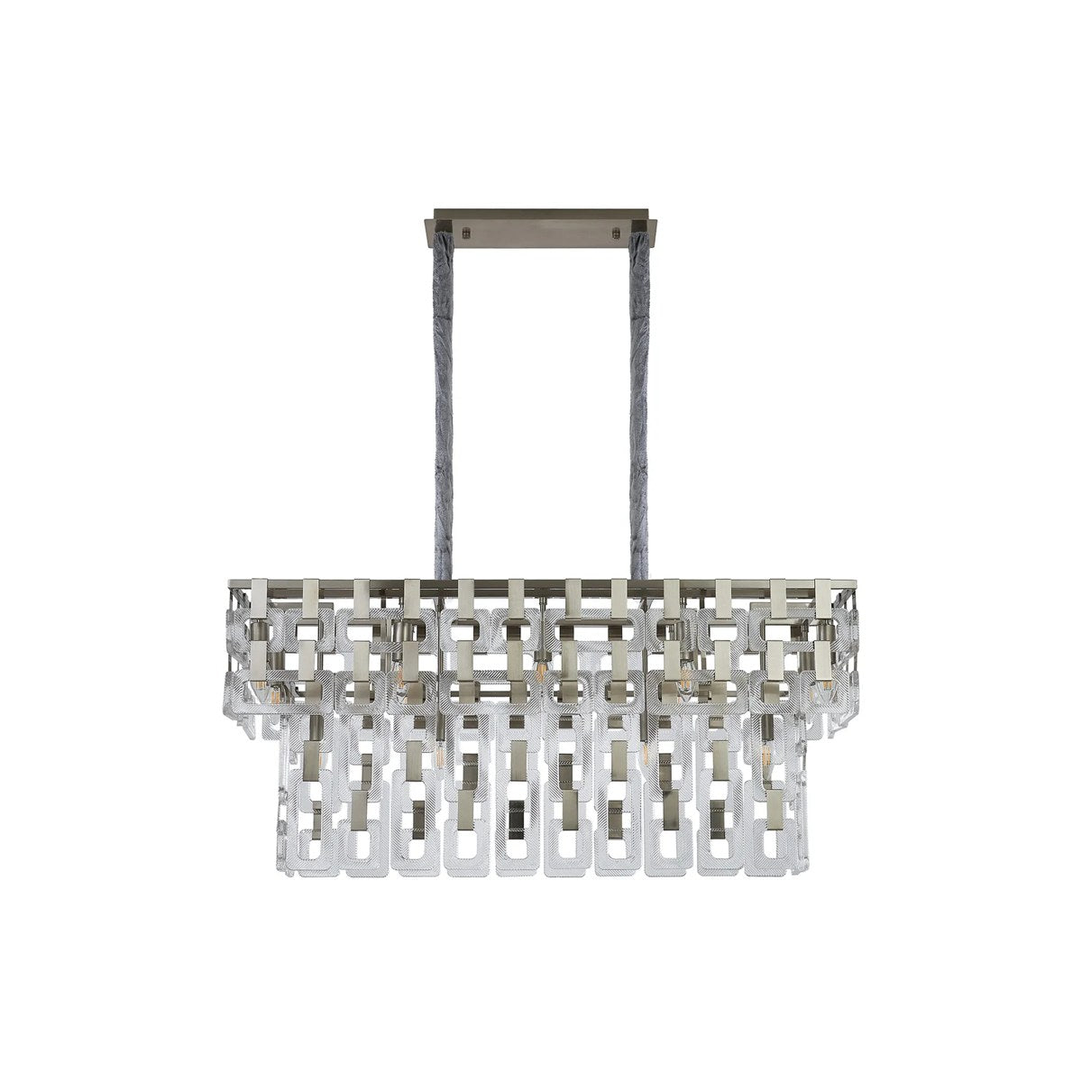 Regent Gaume 100 x 33cm 14 Light Rectangular Pendant Light - Satin Nickel