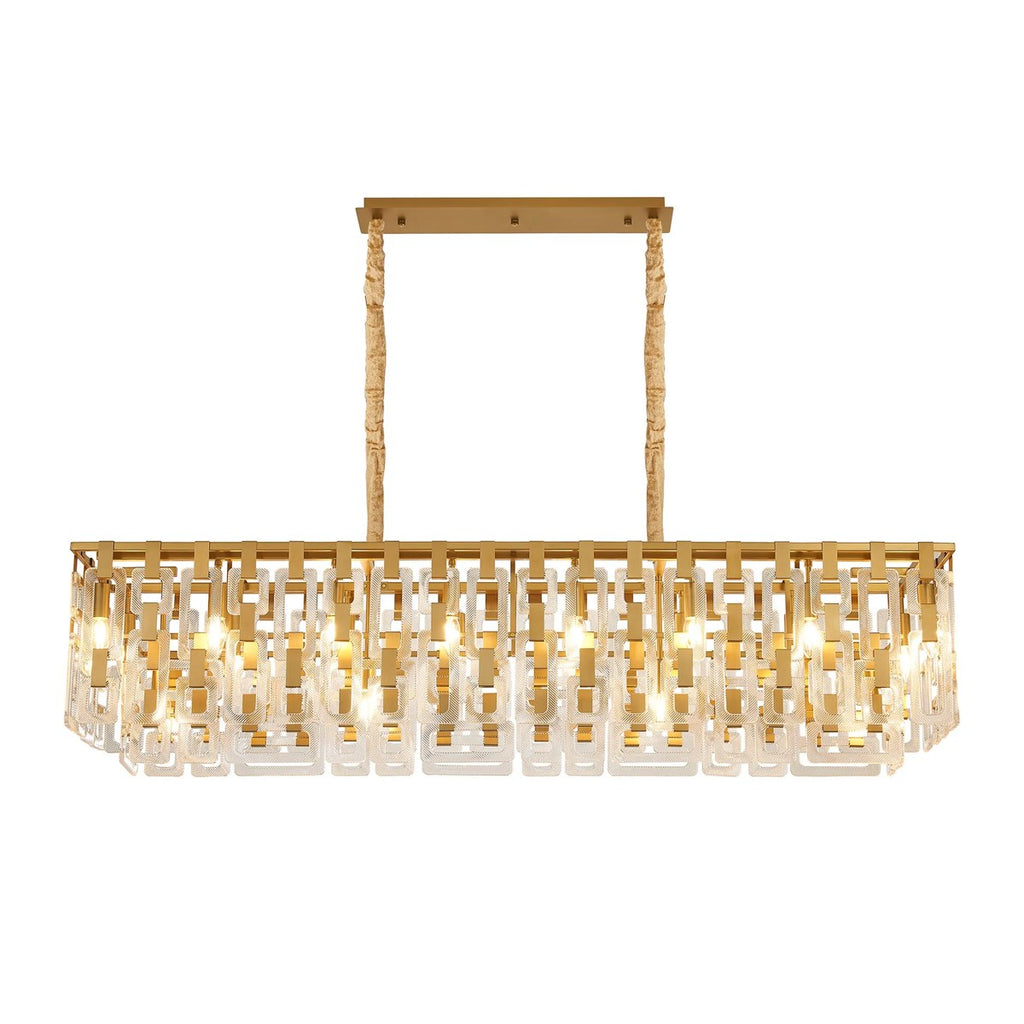 Regent Gaume 1500mm Rectangular 20 Light Pendant Light - Matt Gold
