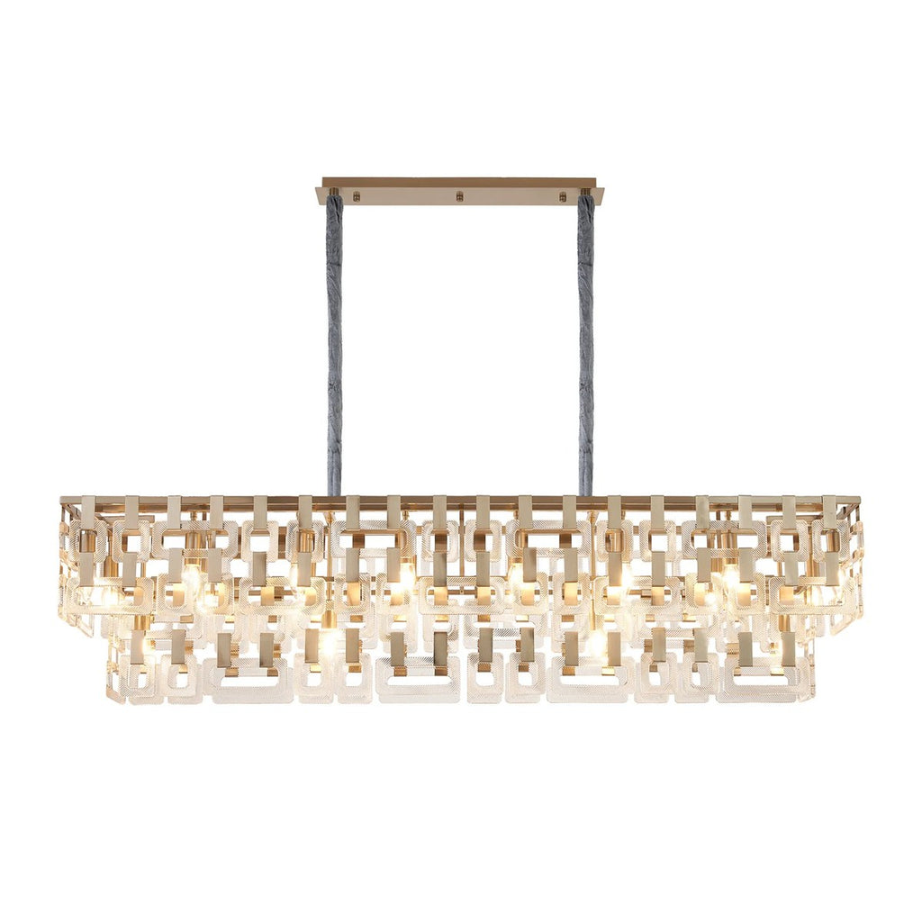 Regent Gaume 1500mm Rectangular 20 Light Pendant Light - Satin Nickel