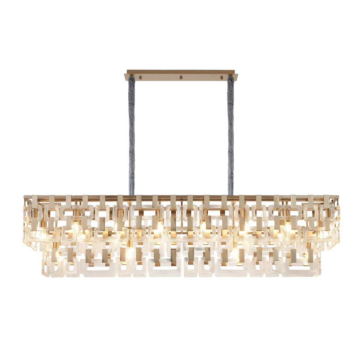 Regent Gaume 1500mm Rectangular 20 Light Pendant Light - Satin Nickel