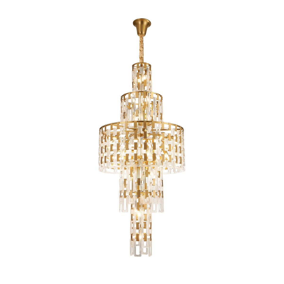 Regent Gaume 850mm Round Tall 33 Light Pendant Light - Matt Gold