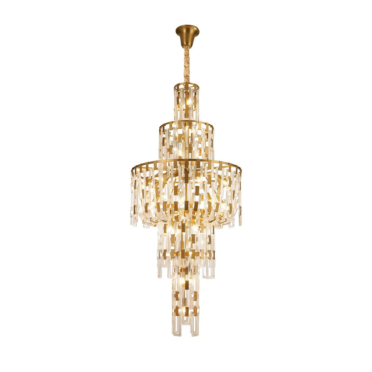 Regent Gaume 850mm Round Tall 33 Light Pendant Light - Matt Gold
