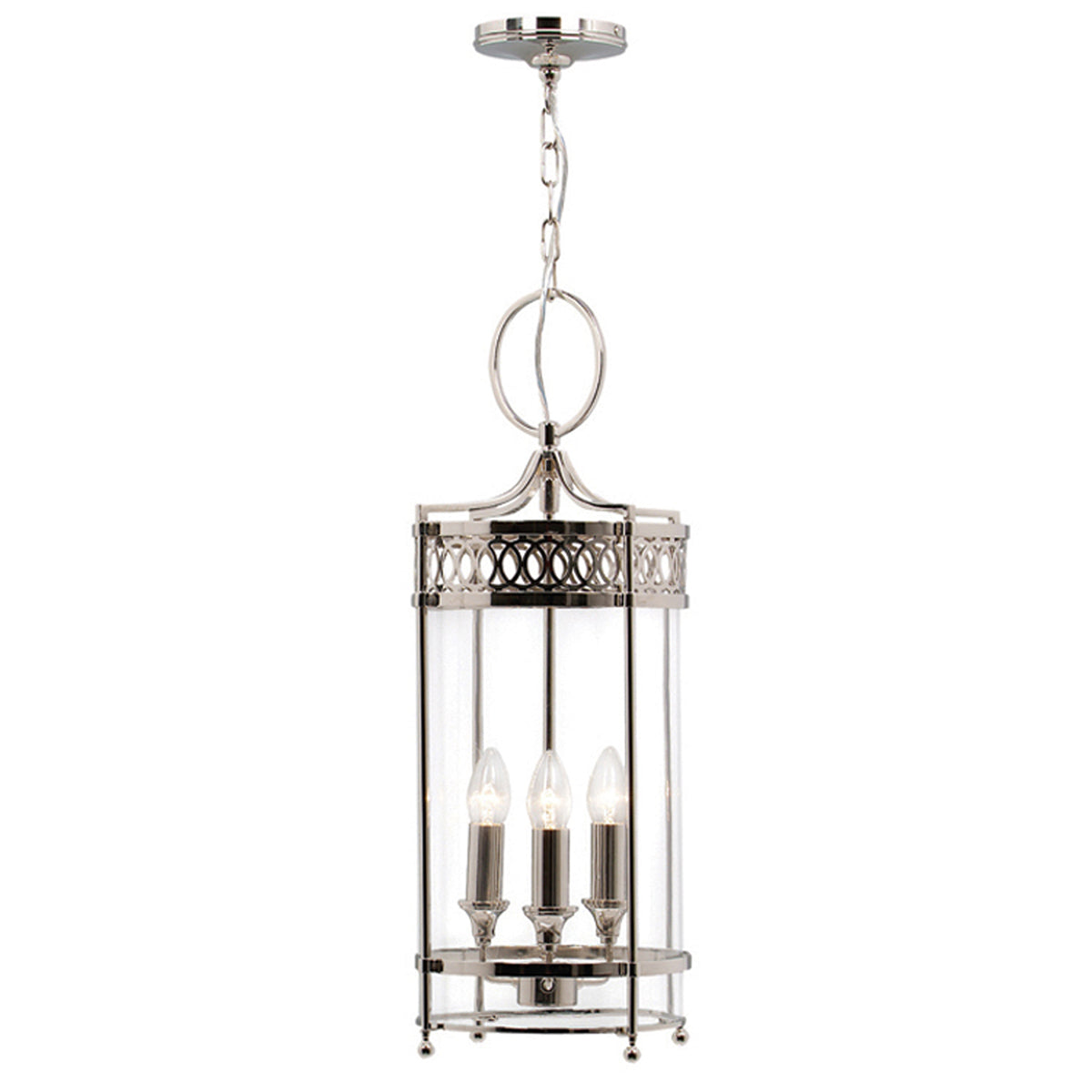 Elstead Guildhall 3 Light Indoor Lantern in Polished Nickel