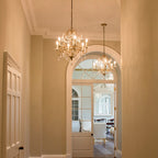 Feiss Gianna 4 Light Chandelier in Hand Painted Gilded Silver Finish with Crystal Decoration