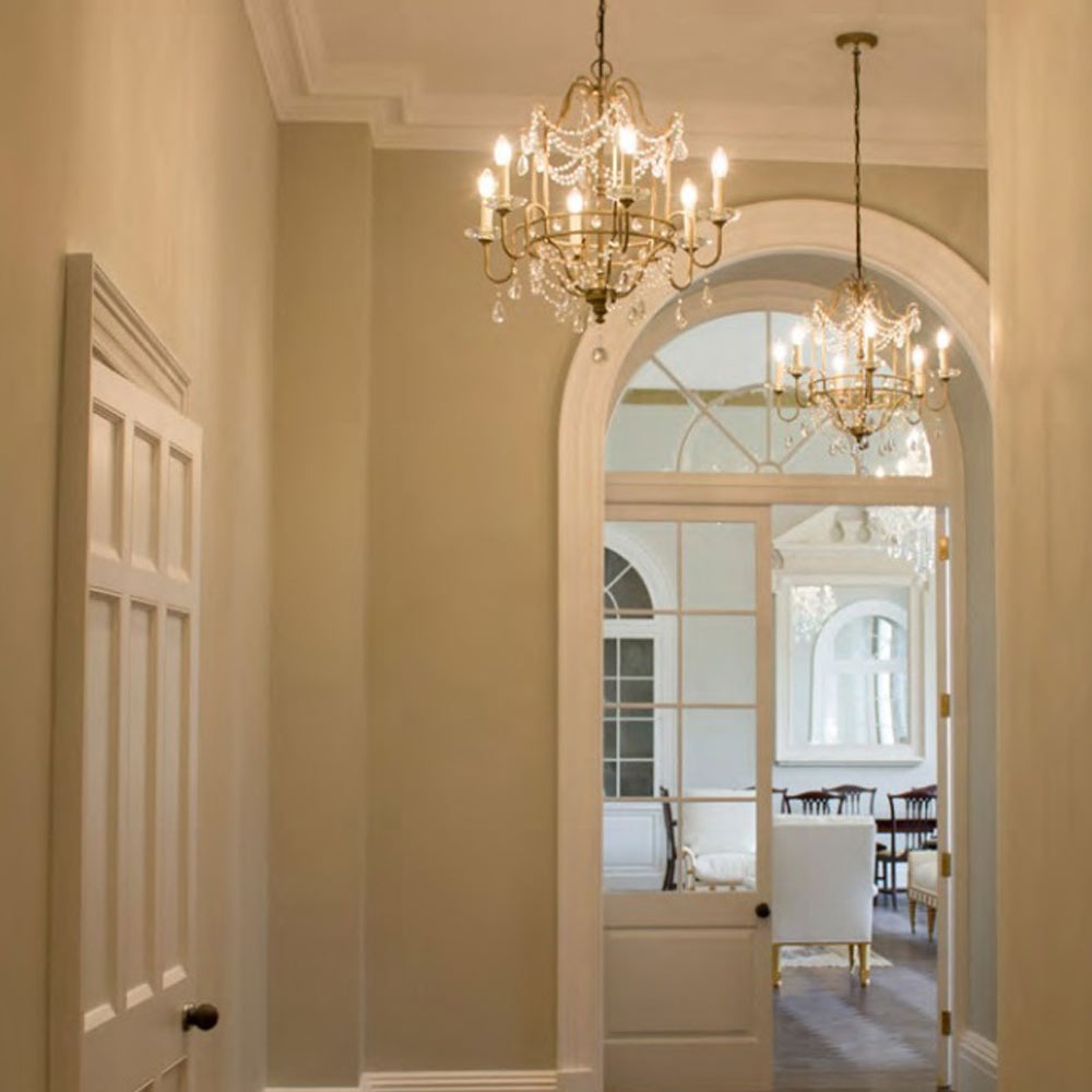 Feiss Gianna 6 Light Chandelier with Crystal in Hand Painted Gilded Silver Finish