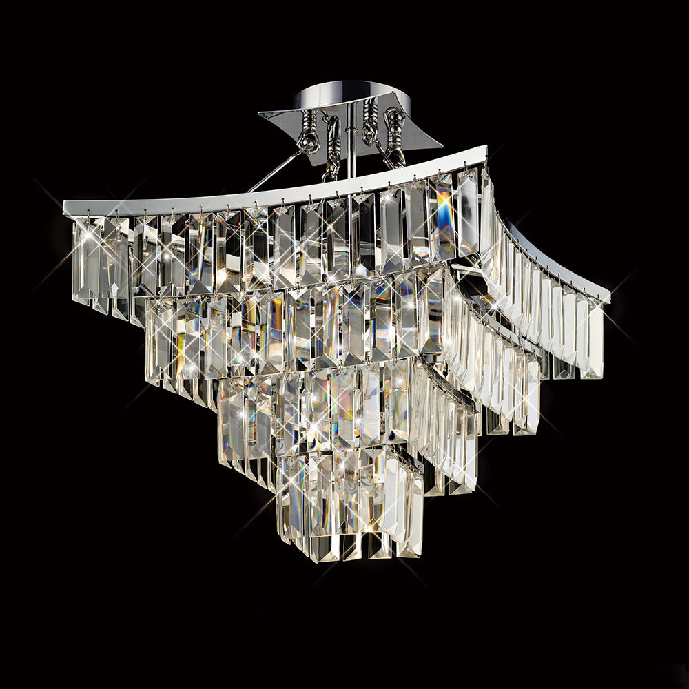Diyas Gianni 5 Light Semi Flush Ceiling Light in Polished Chrome with Crystal