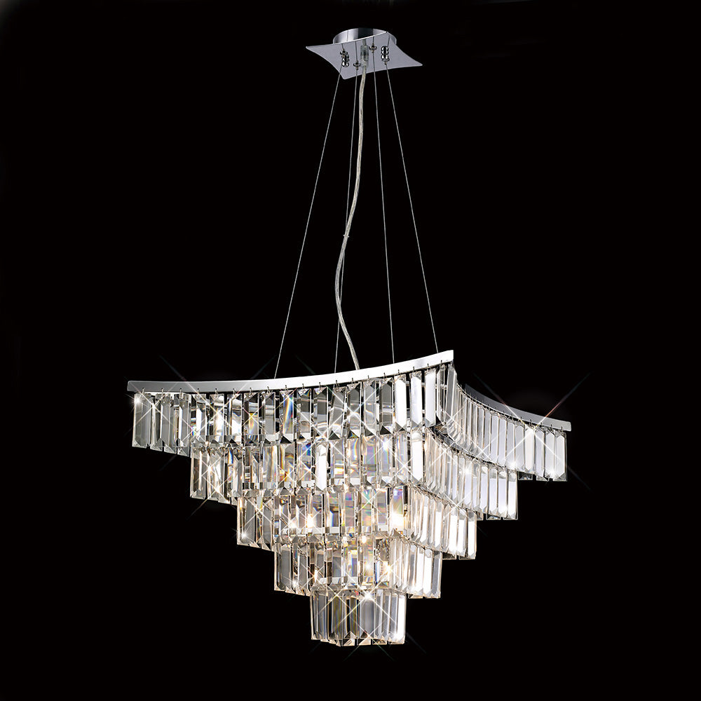 Diyas Gianni 9 Light Pendant Light in Polished Chrome with Crystal