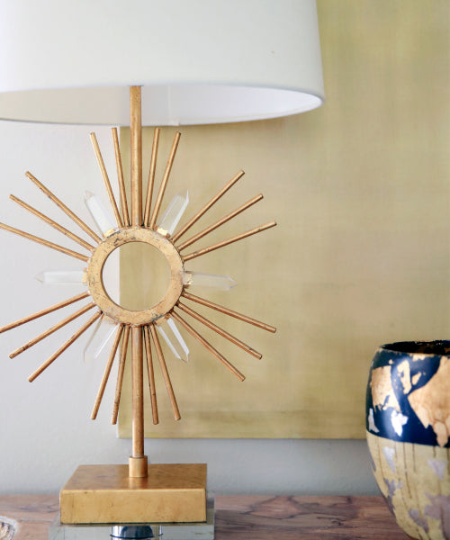 Gilded Nola Sun King Table Lamp in Distressed Gold
