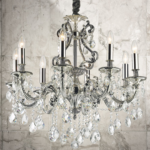 Ideal Lux 044934 Gioconda Traditional 8 Arm Chandelier Silver Frame Pendant