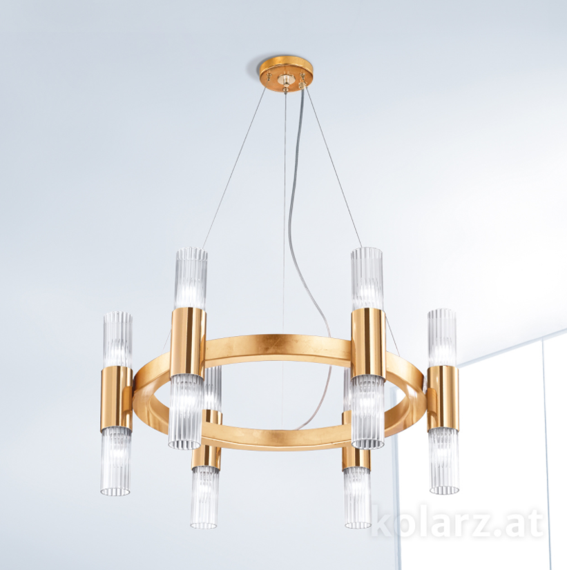 Kolarz Giro 12 Light Ceiling Chandelier Gold Leaf 6010.81230