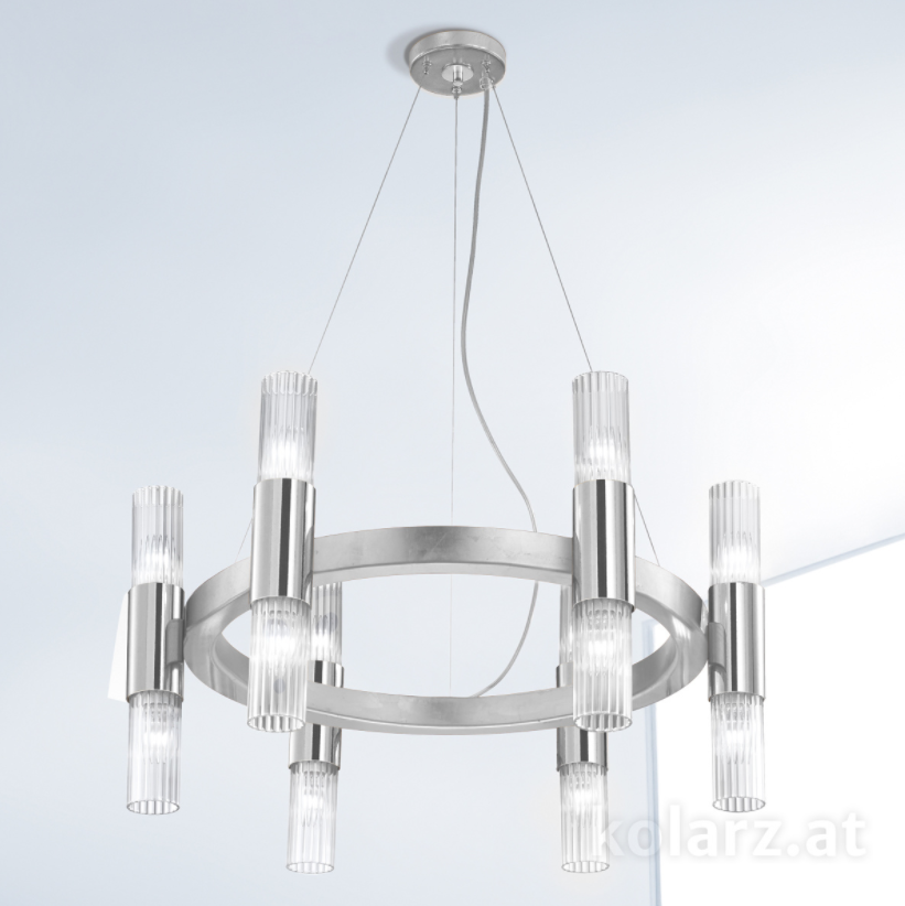 Kolarz Giro 12 Light Ceiling Chandelier Silver Leaf 6010.81250
