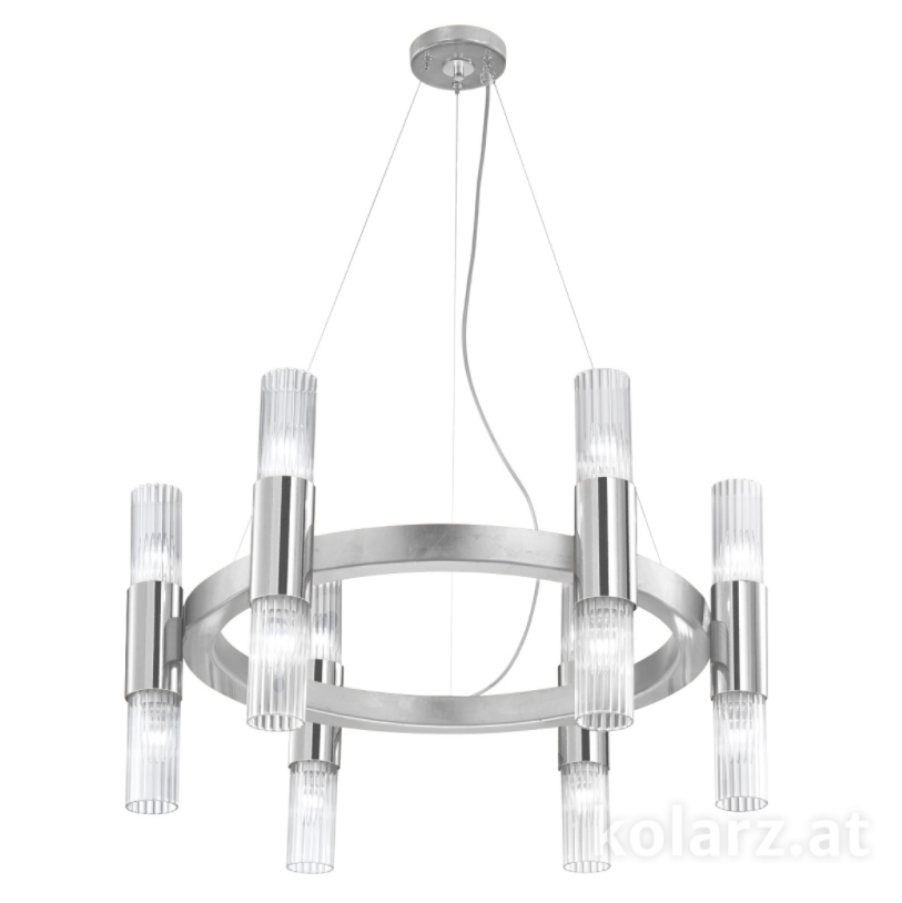 Kolarz Giro 12 Light Ceiling Chandelier Silver Leaf 6010.81250