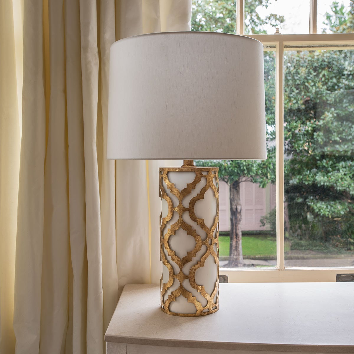 Gilded Nola Arabella Table Lamp in Distressed Gold