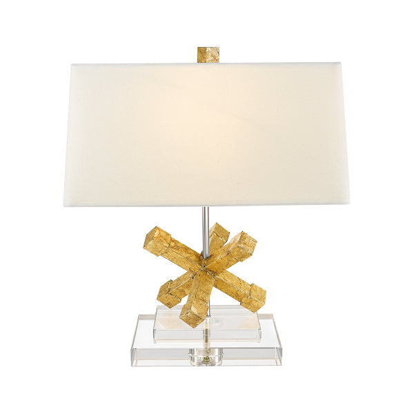 Gilded Nola Jackson Square Table Lamp in Distressed Gold