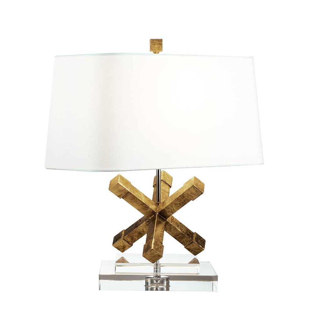 Gilded Nola Jackson Square Table Lamp in Distressed Gold