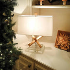 Gilded Nola Jackson Square Table Lamp in Distressed Gold