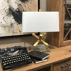 Gilded Nola Jackson Square Table Lamp in Distressed Gold