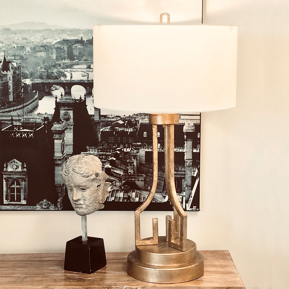 Gilded Nola Lemuria Table Lamp in Distressed Gold