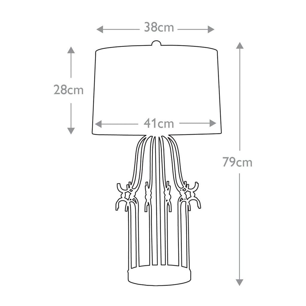 Gilded Nola Stella Table Lamp in Distressed Silver - dimensions