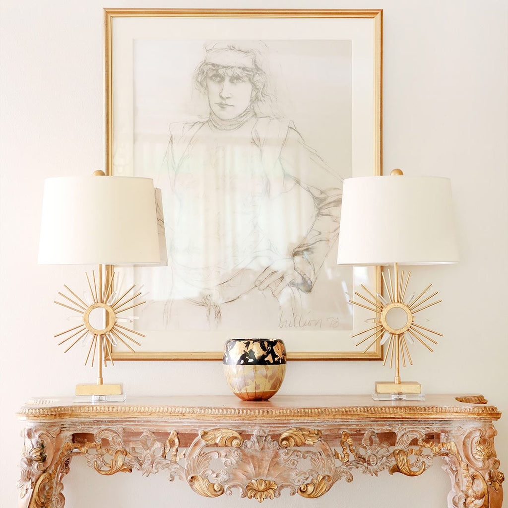 Gilded Nola Sun King Table Lamp in Distressed Gold