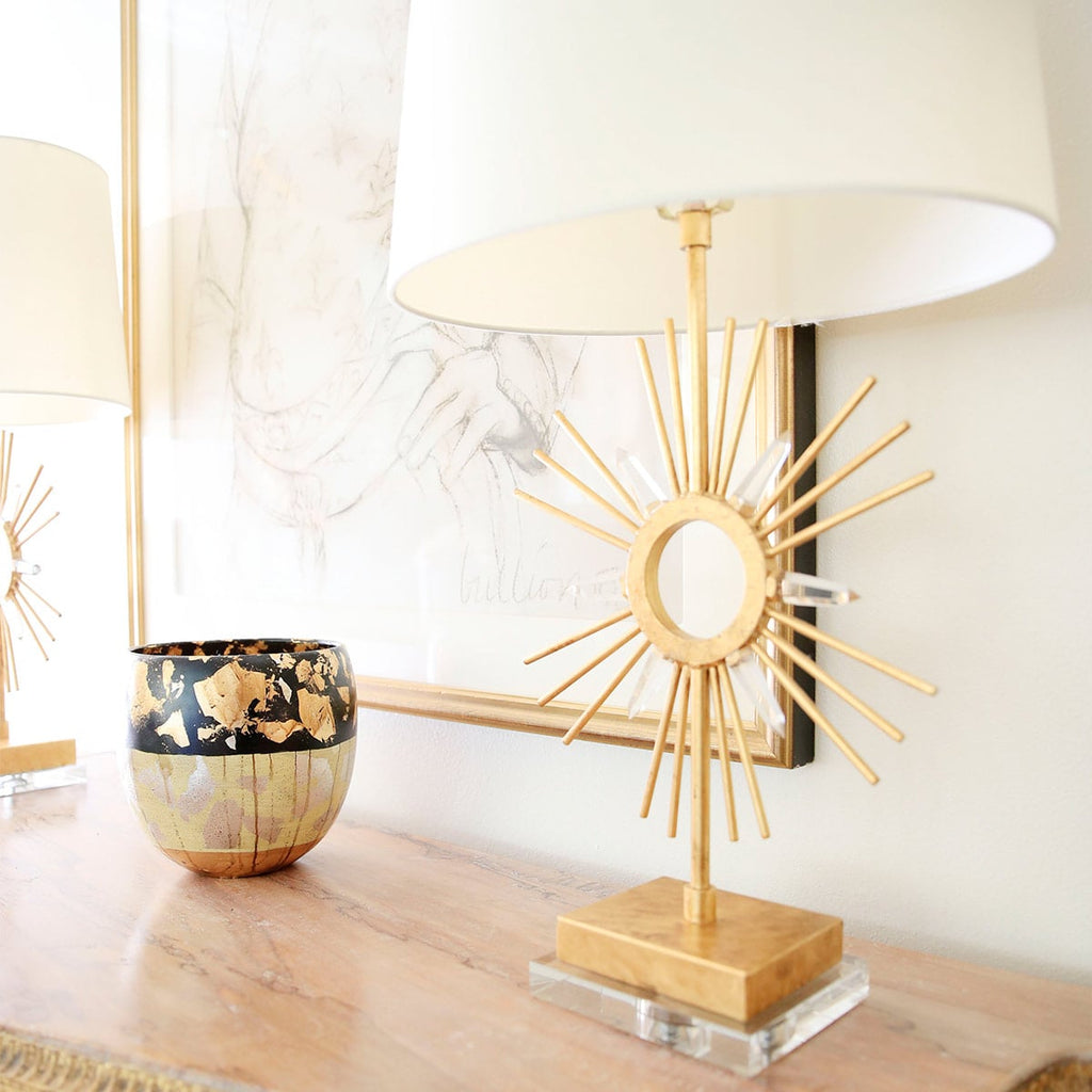 Gilded Nola Sun King Table Lamp in Distressed Gold