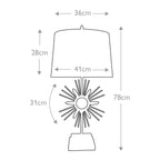 Gilded Nola Sun King Table Lamp in Distressed Gold - dimensions