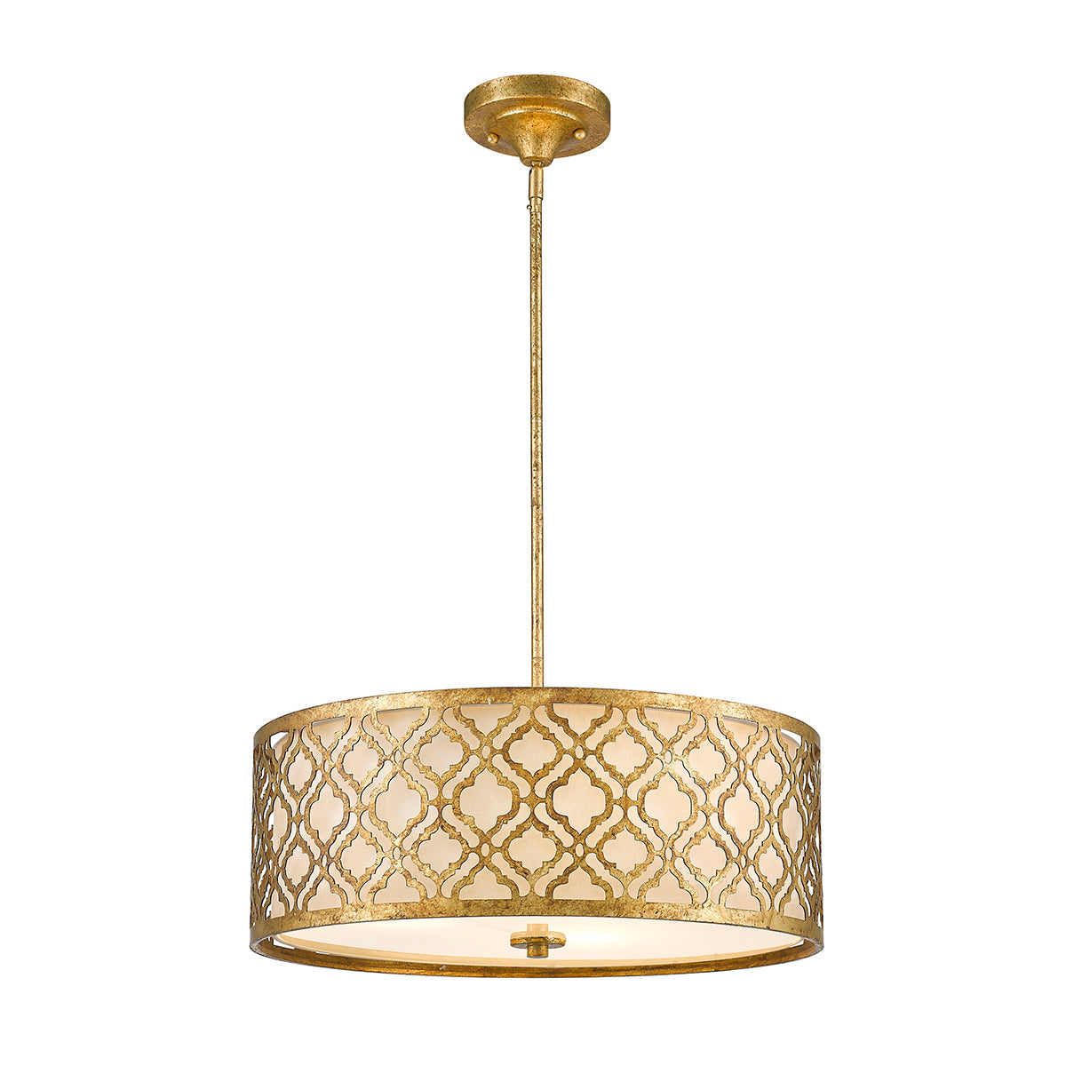 Gilded Nola Arabella Large 3 Light Pendant Light in Distressed Gold