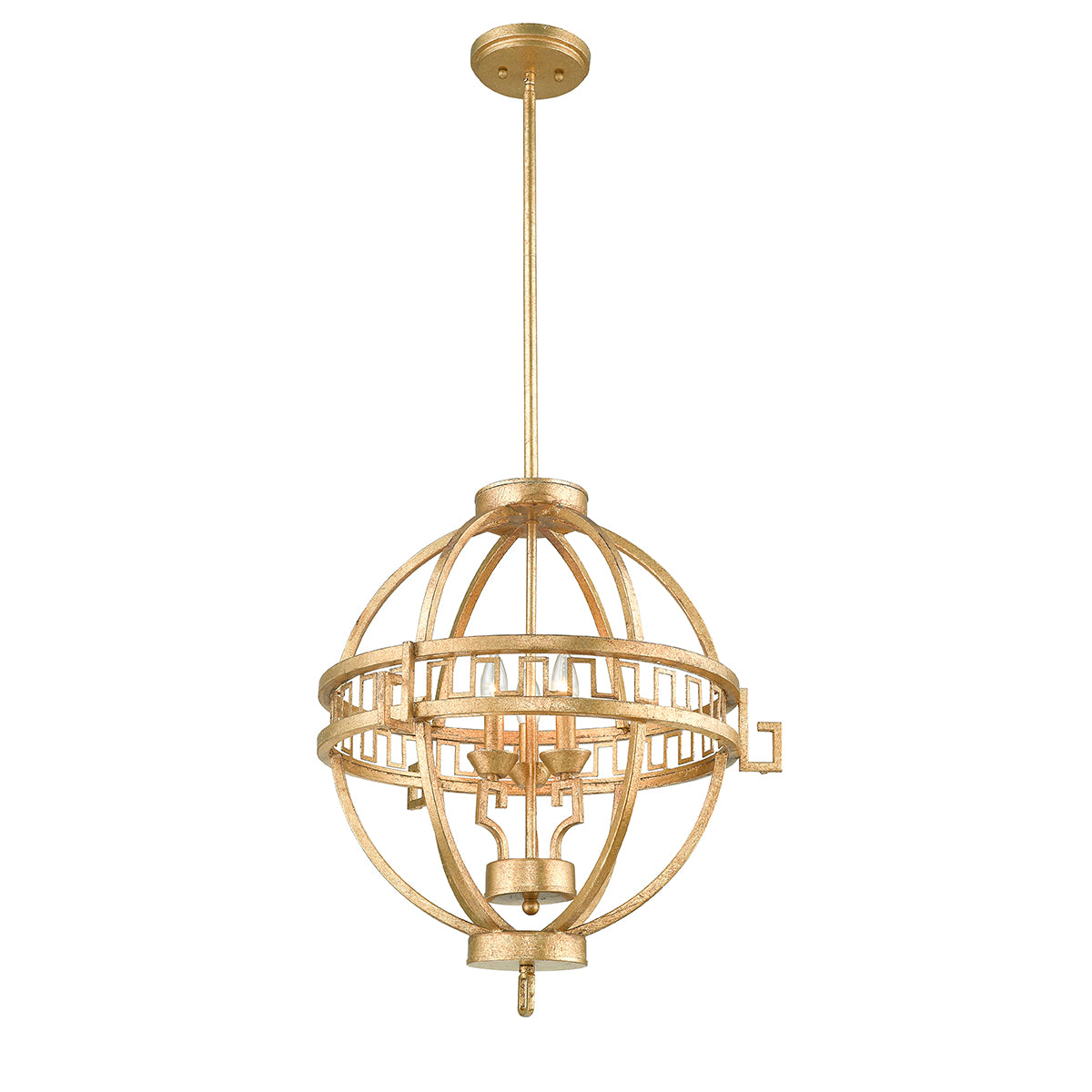Gilded Nola Lemuria 3 Light Globe Pendant Light in Distressed Gold