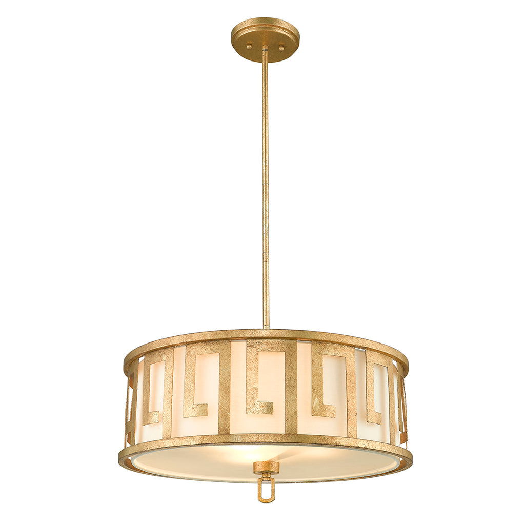 Gilded Nola Lemuria Large 3 Light Pendant Light in Distressed Gold