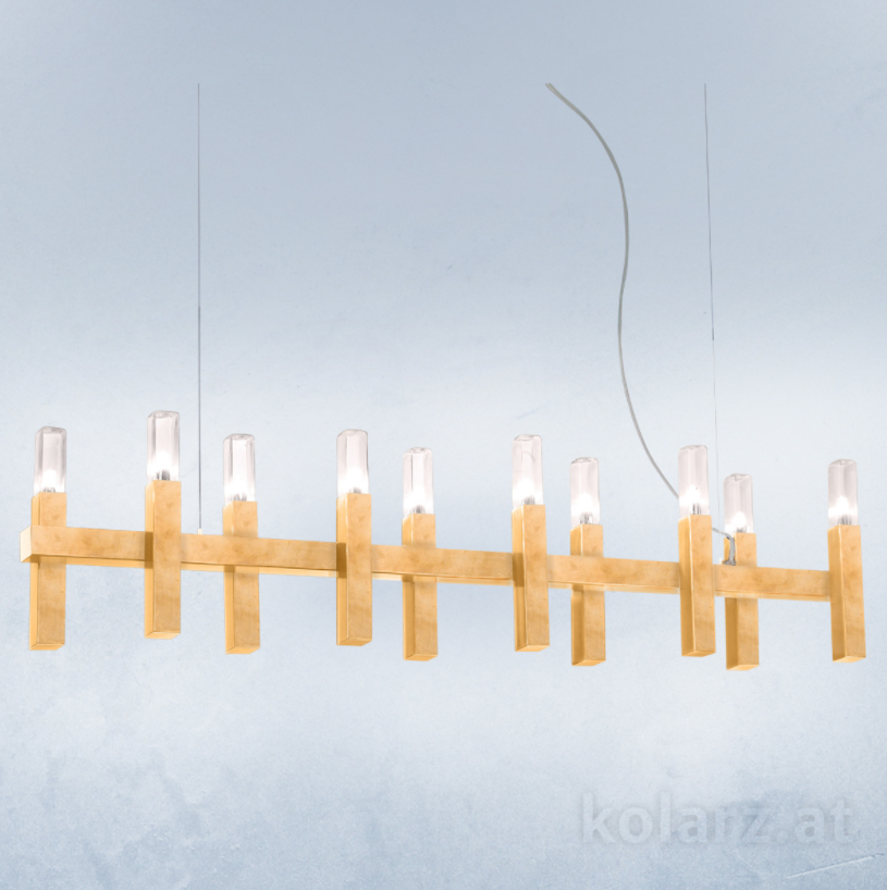 Kolarz Spigolo 10 Light Linear Bar Pendant Gold Leaf 6030.81031