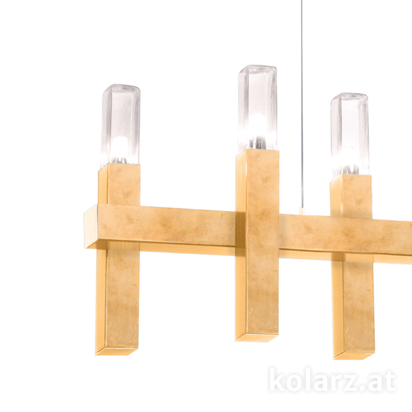 Kolarz Spigolo 10 Light Linear Bar Pendant Gold Leaf 6030.81031