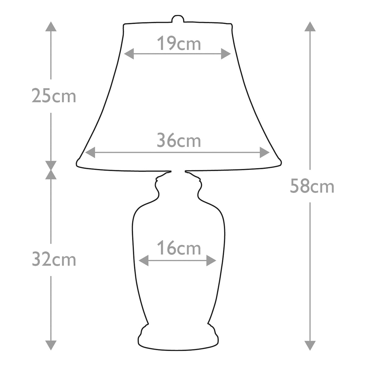 Elstead Thistle Table Lamp in Gold - dimensions