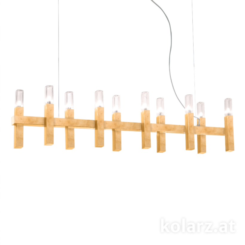 Kolarz Spigolo 10 Light Linear Bar Pendant Gold Leaf 6030.81031