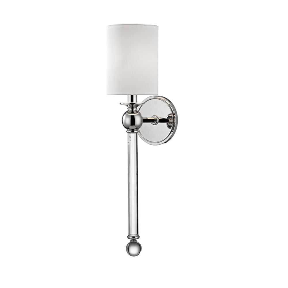 Hudson Valley Gordon Wall Light in Polished Nickel with Off White Silk Shade