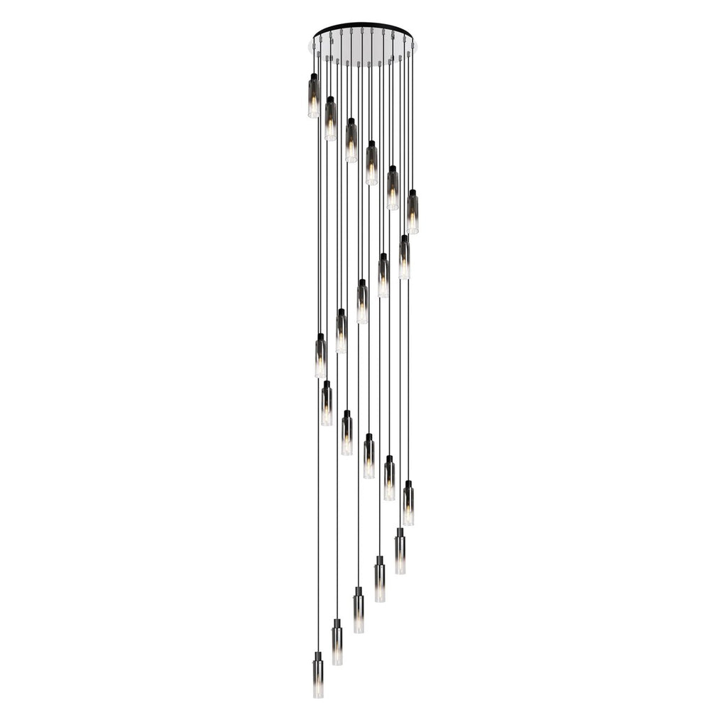 Regent Granville 21 Light 650mm Round Pendant in Black with Smoke Fade Glass