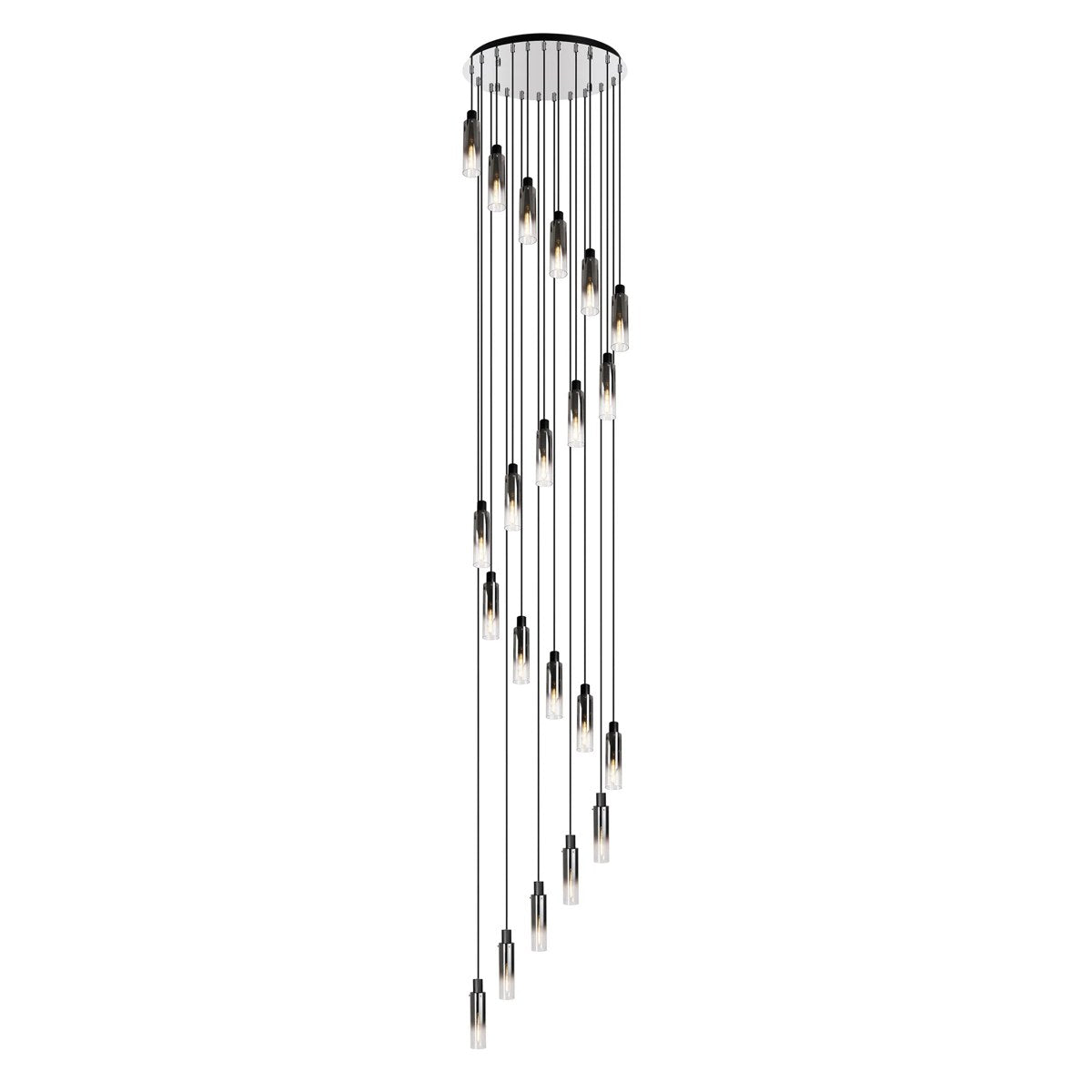 Regent Granville 21 Light 650mm Round Pendant in Black with Smoke Fade Glass